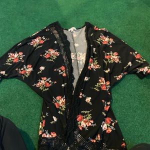 Black flora Kimono worn once